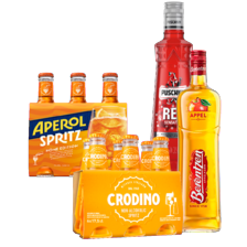 Berentzen apfelkorn
of Puschkin red sensation
fles à 500 ml,
Aperol of Crodino
tray van 3/6 flesjes à 175/200 ml